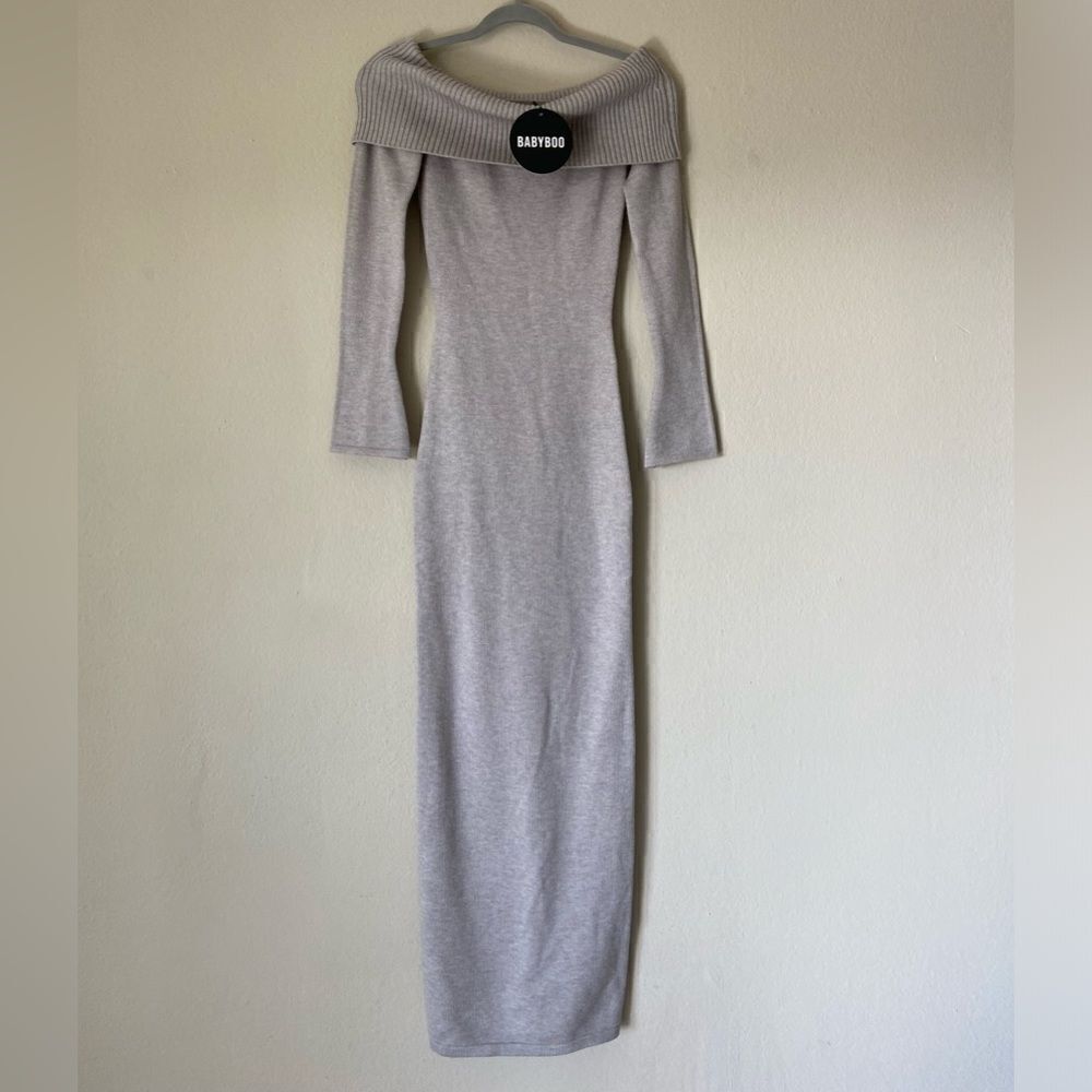 NWT Babyboo Beverley Knit Maxi Light Grey Dress Marl Sweater  Size XS - Picture 12 of 14